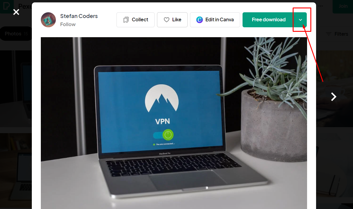 Free Download বাটনের ডান পাশে Arrow চিহ্নতে ক্লিক
