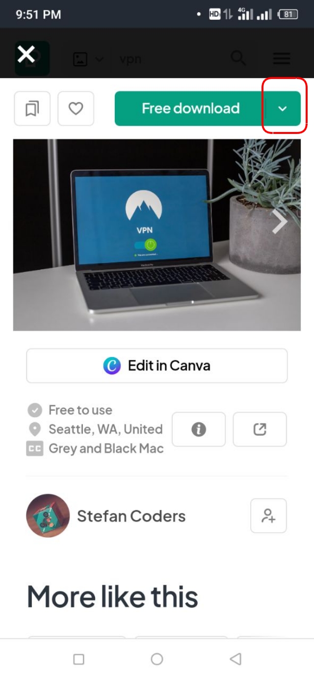 Custom Size সিলেক্ট ইমেইজ ডাউনলোডের অপশন