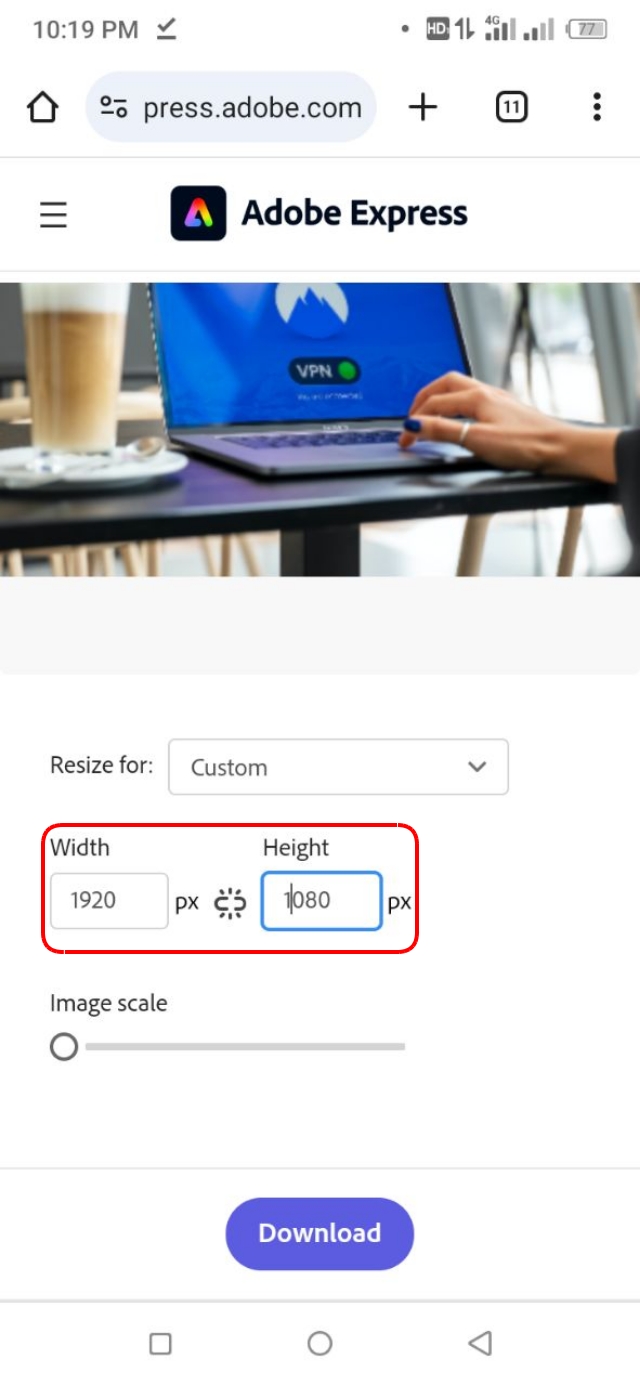 Widget এর বক্সে 1920 এবং Height হিসেবে 1080 লিখে দিন