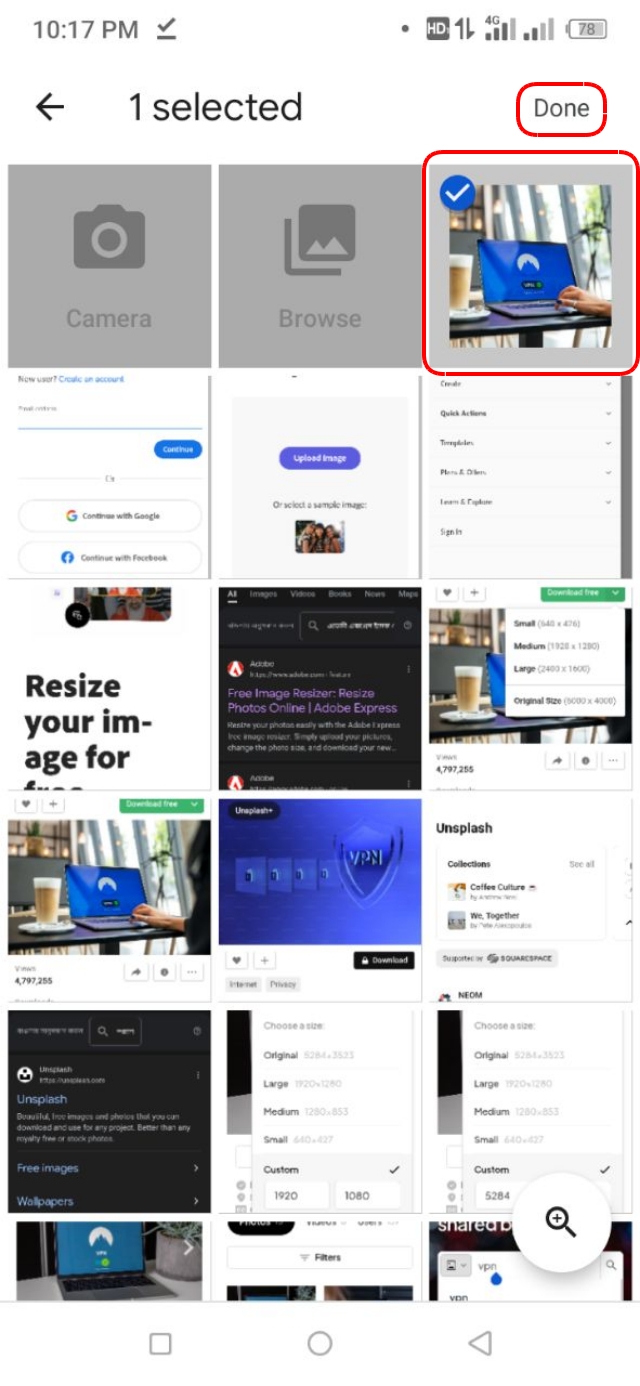 ডাউনলোড করা স্টক ইমেজ রিসাইজ করার জন্য Add করুন