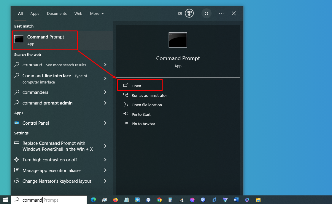Command Prompt অপশন