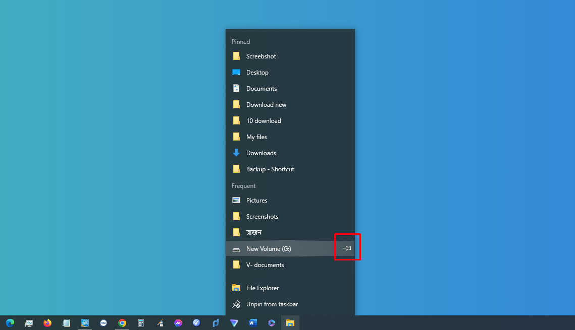 Task bar এ কিছু সফটওয়্যার বা ফাইল Pin করে রাখা