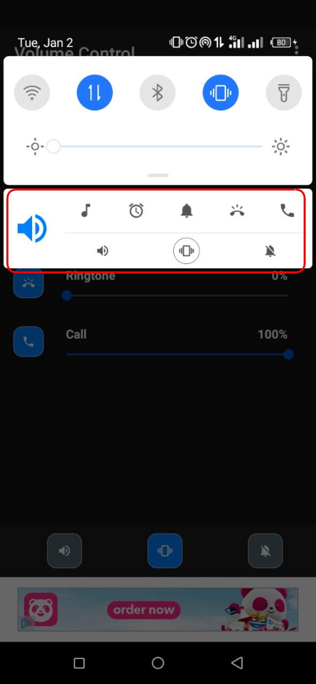 Volume Control অ্যাপস একটিভ