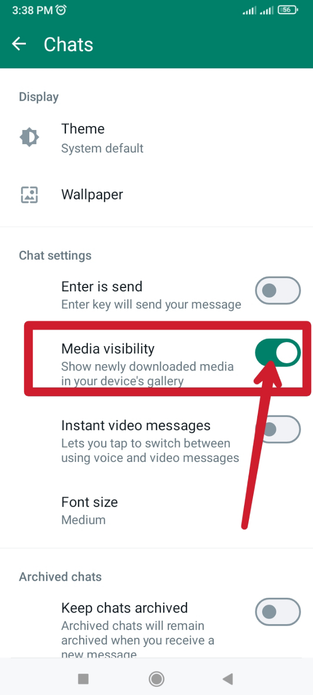 Media Visibility নামক অপশন অন