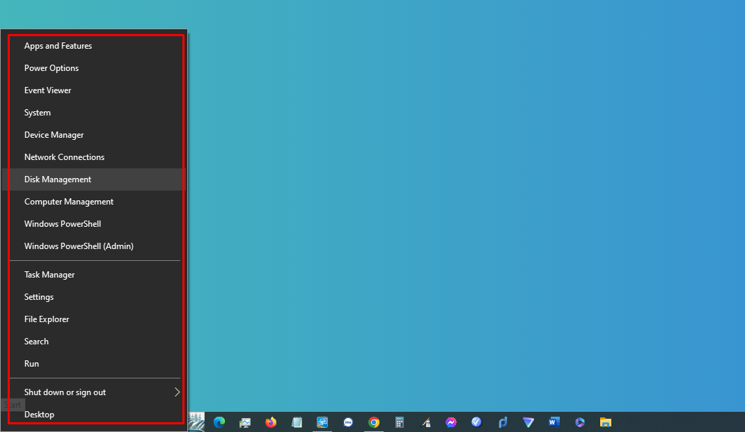 Run, Windows PowerShell বা Device Manager অপশন