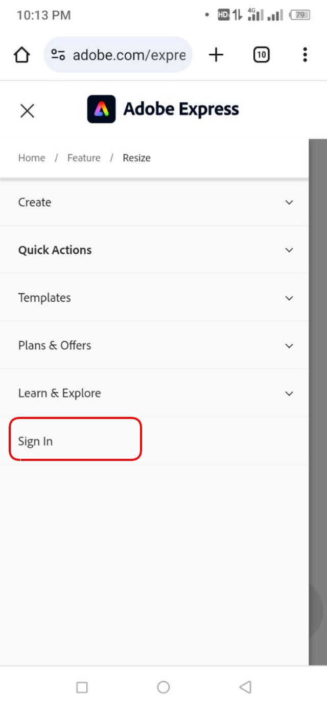 Adobe Express এ সাইন ইন