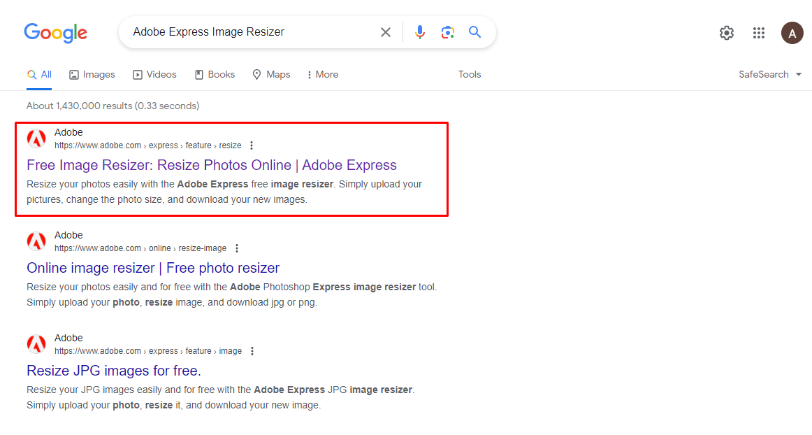 Adobe Express Image Resizer