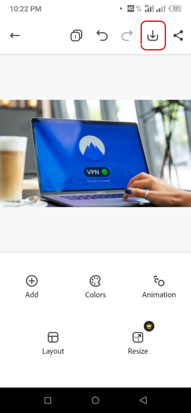 ডাইনলোড আইকনে ক্লিক করে রিসাইজ করা ইমেজ ডাউনলোড করুন