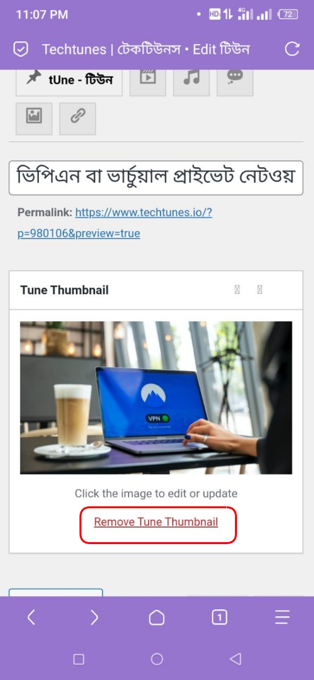 Remove Tune Thumbnail