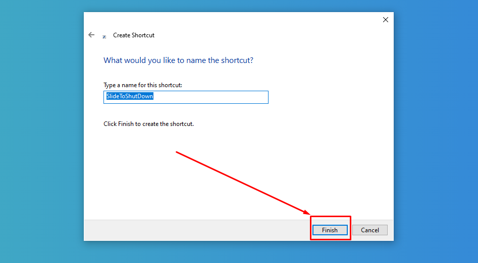 Finish বাটনে ক্লিক