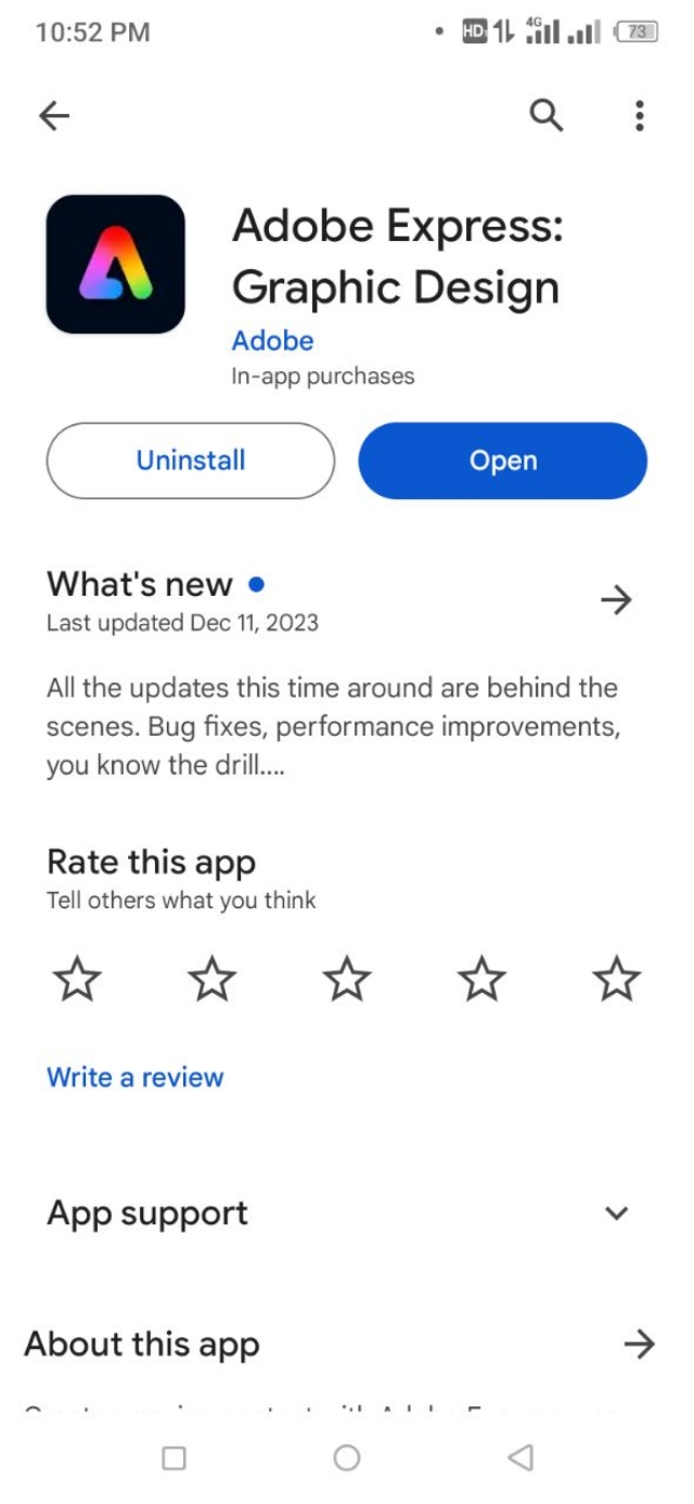 Adobe Express মোবাইল অ্যাপসটি ইন্সটল
