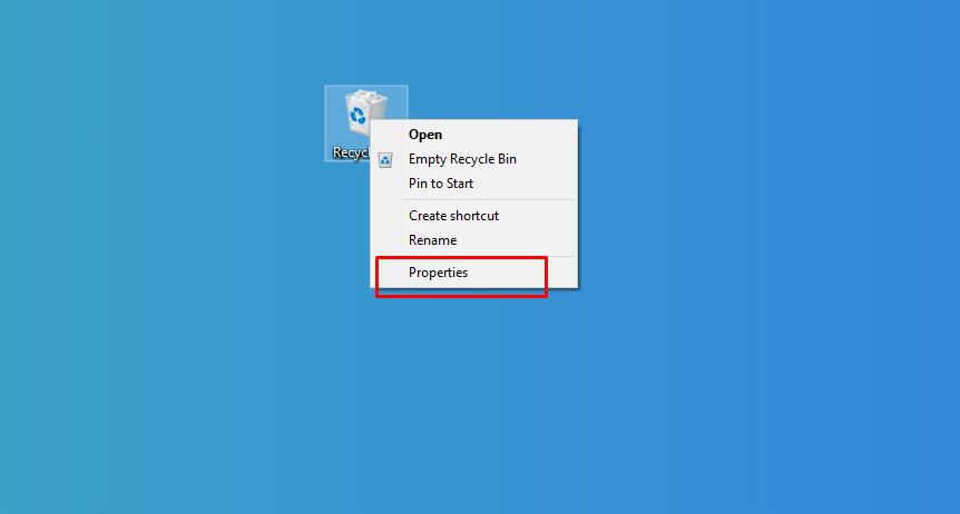 Recycle Bin এর Properties অপশন