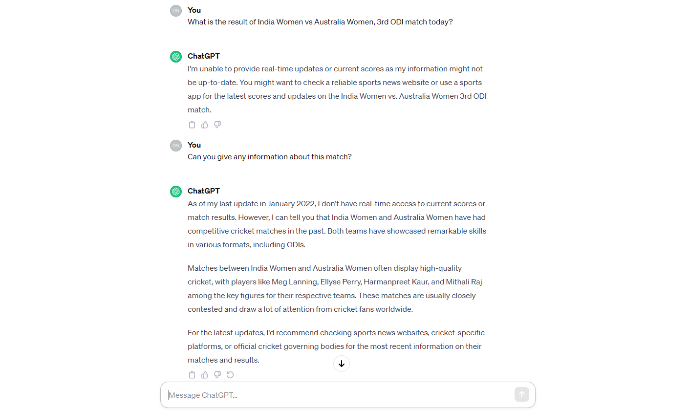 চ্যাটজিপিটি এর প্রশ্ন ও উত্তরের লিমিটেশন
