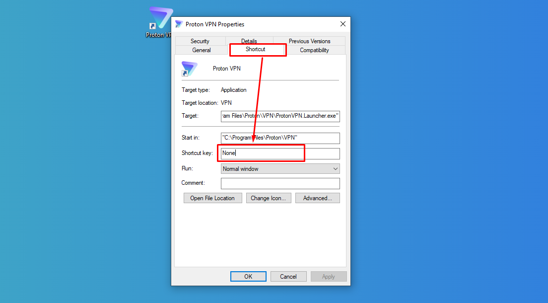 Shortcut Key তৈরির অপশন
