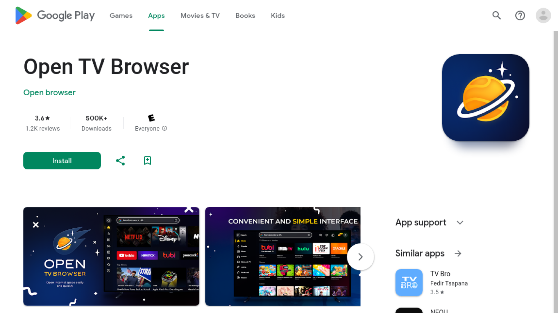 Open TV Browser - একটি সেরা ও ফ্রি ইউজার ফ্রেন্ডলি অ্যান্ড্রয়েড টিভি ব্রাউজার অ্যাপ