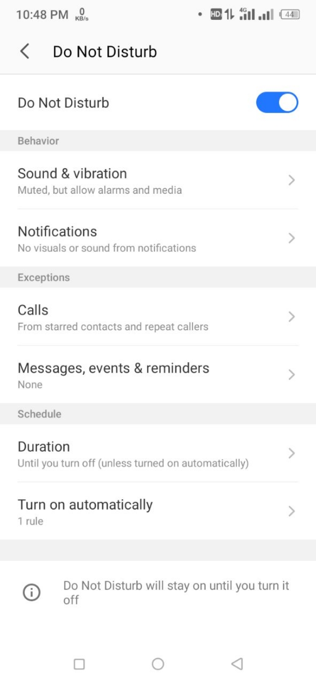 Do Not Disturb এর সেটিংস