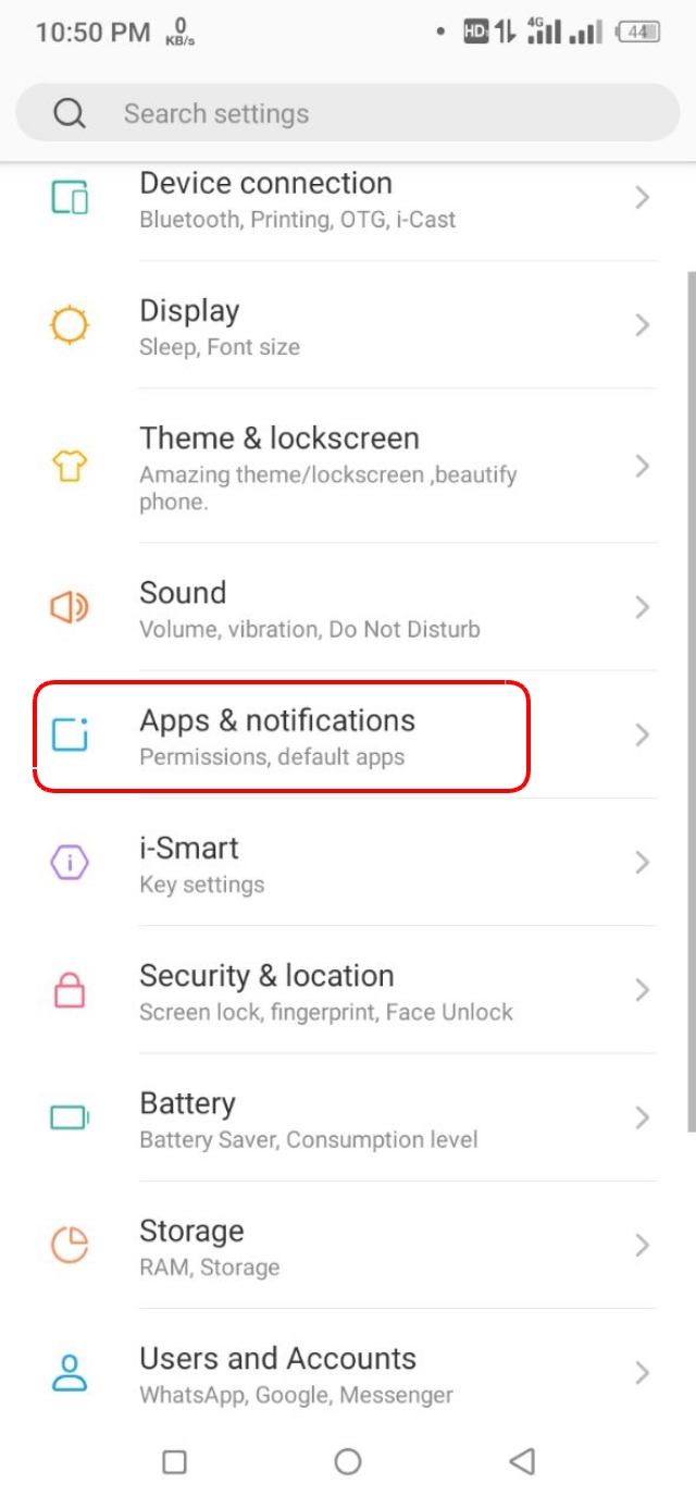 Settings থেকে Notification অপশন