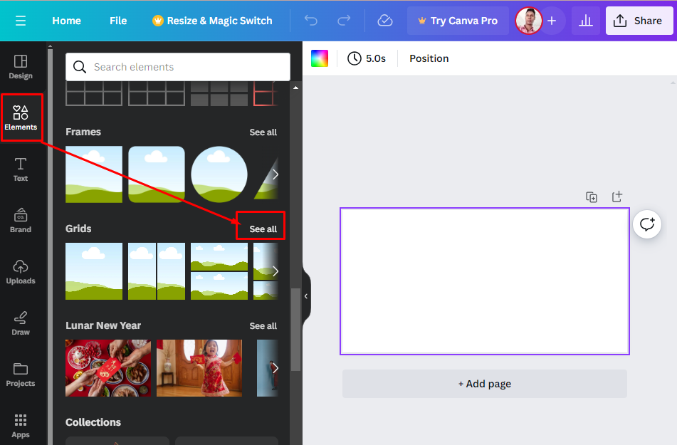 Grids এর See all অপশনে ক্লিক