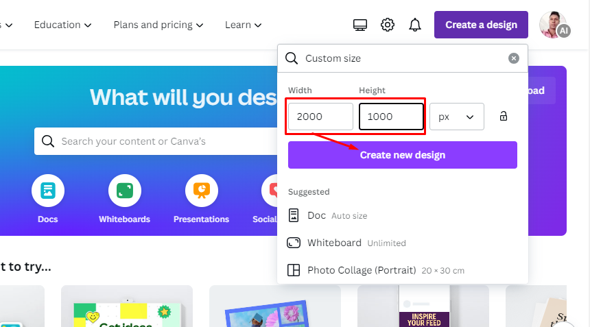 ফটো কোলাজ এর Dimension বা সাইজ সেট