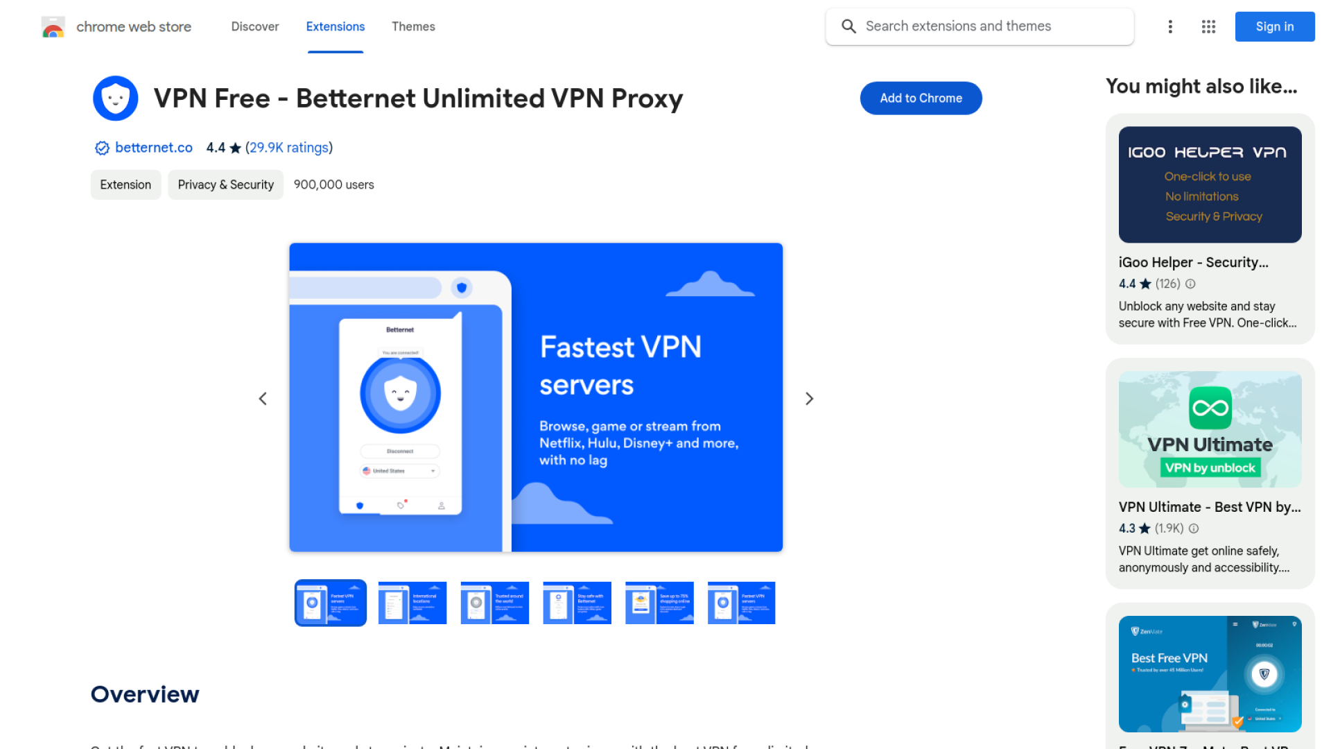 Betternet Chrome ভিপিএন এক্সটেনশন