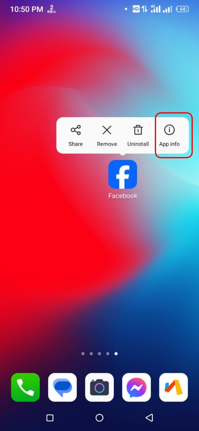 App Info অপশন