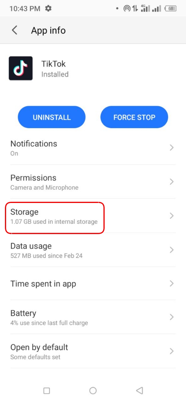 Storage অপশন