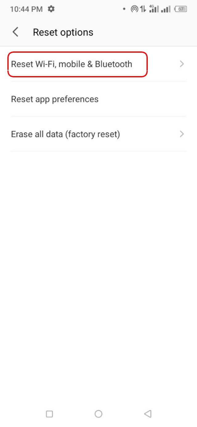 Reset WiFi, mobile & Bluetooth