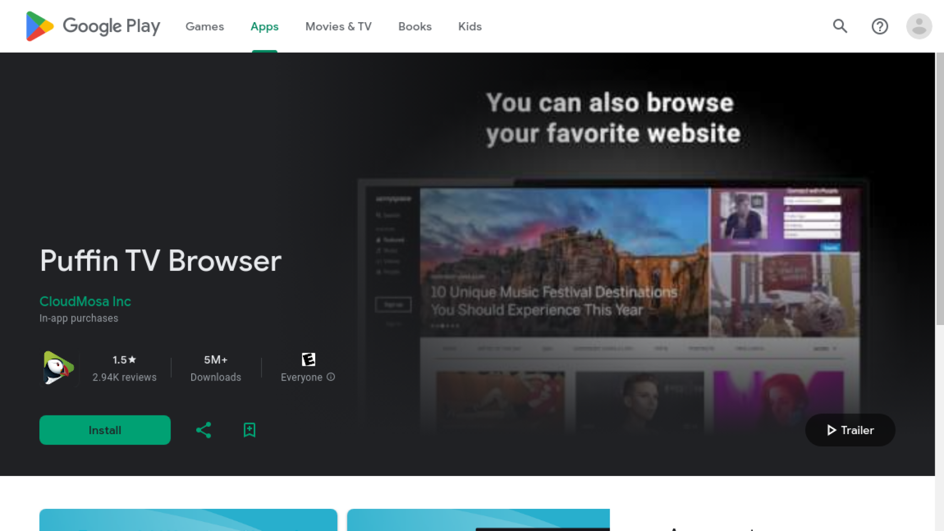 Puffin TV Browser - ফাস্ট ইন্টারনেট ব্যবহার করার জন্য অ্যান্ড্রয়েড টিভির জন্য একটি সেরা ব্রাউজার