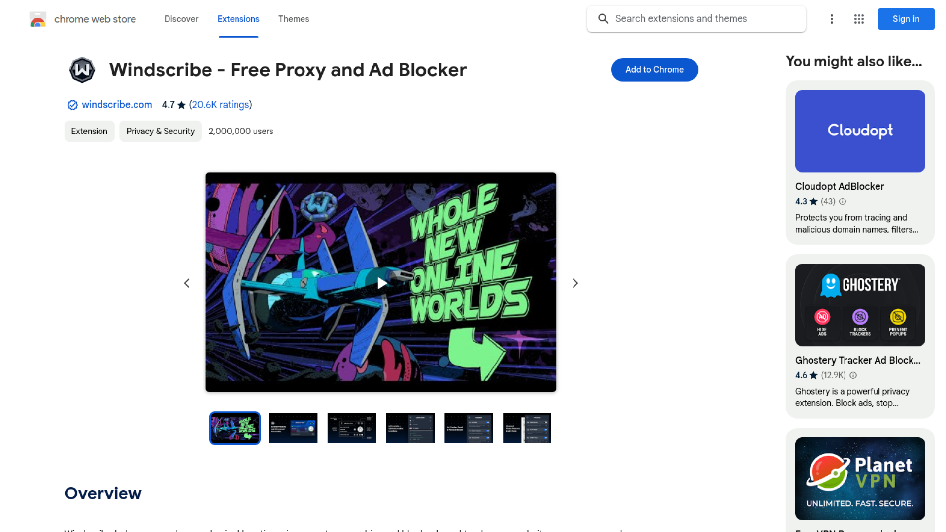 Windscribe ক্রোম ভিপিএন এক্সটেনশন