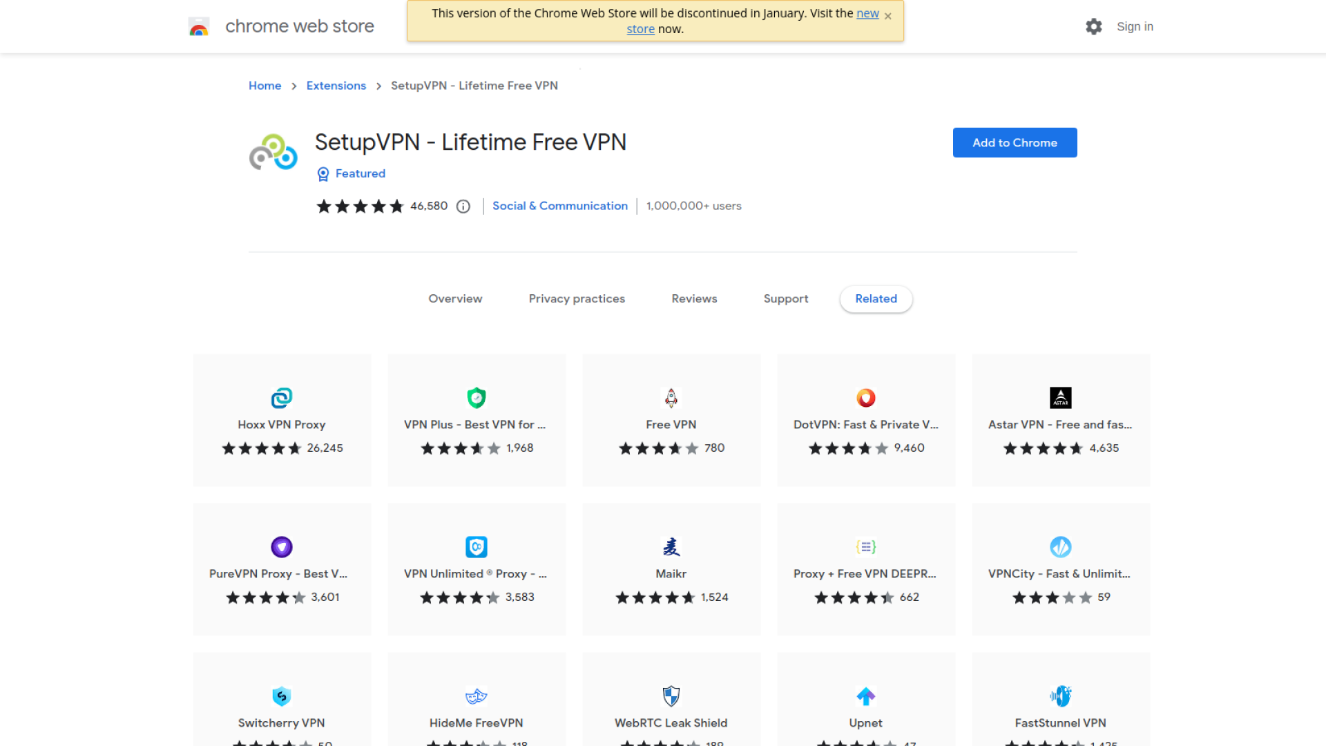 SetupVPN ক্রোম ব্রাউজারের জন্য সেরা ভিপিএন এক্সটেনশন