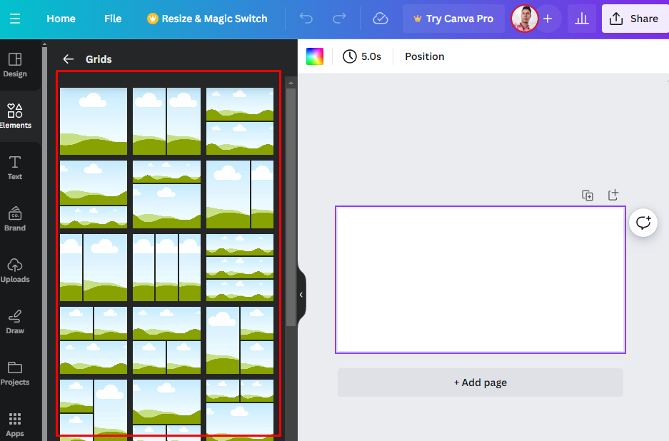 পছন্দের Collage Layout টি সিলেক্ট