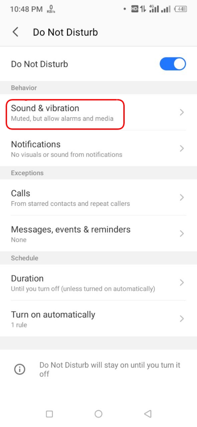ound & vibration অপশন 