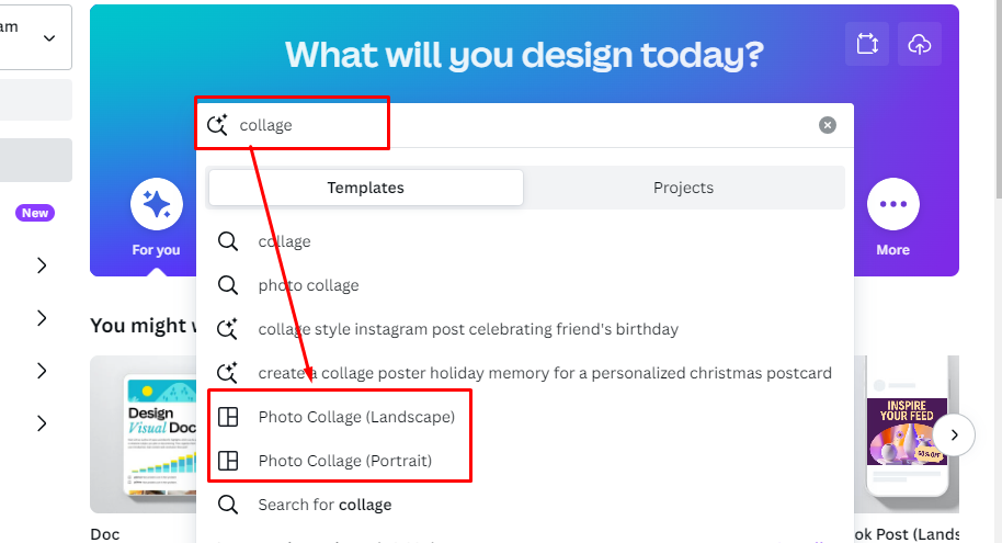 ফটো কোলাজ এর জন্য Portrait বা Landscape সিলেক্ট