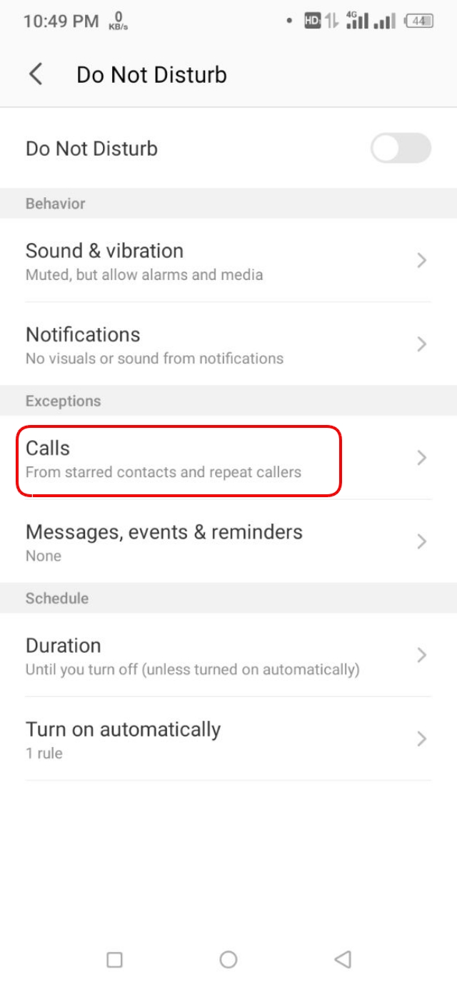 Do Not Disturb একটিভ থাকা অবস্থাতেও কল সেটিং কাস্টমাইজ করা