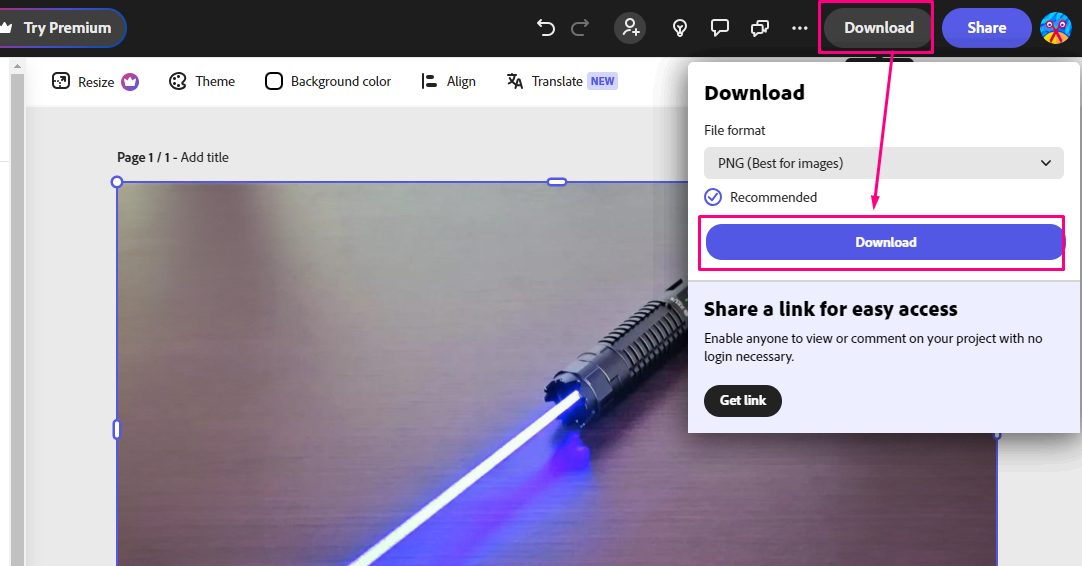 AI দ্বারা তৈরি করা ইমেজটি ডাউনলোড করা