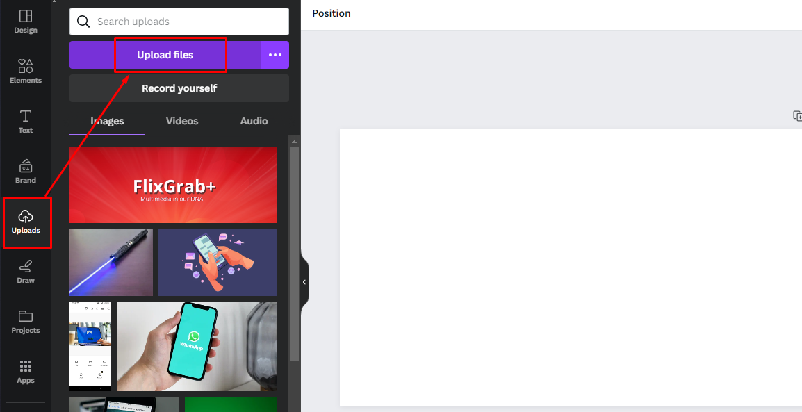 Uploads থেকে “Upload files” বাটনে ক্লিক