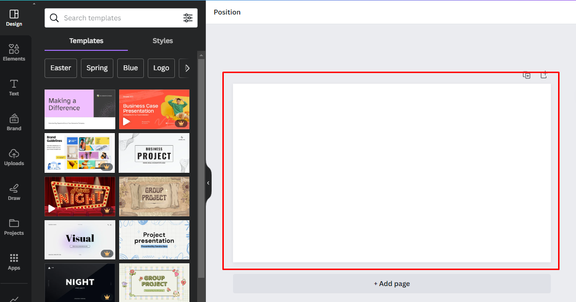 ক্যানভাতে ডিজাইন করার একটি Blank Page