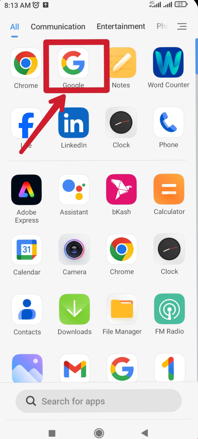 গুগলে প্রবেশ 