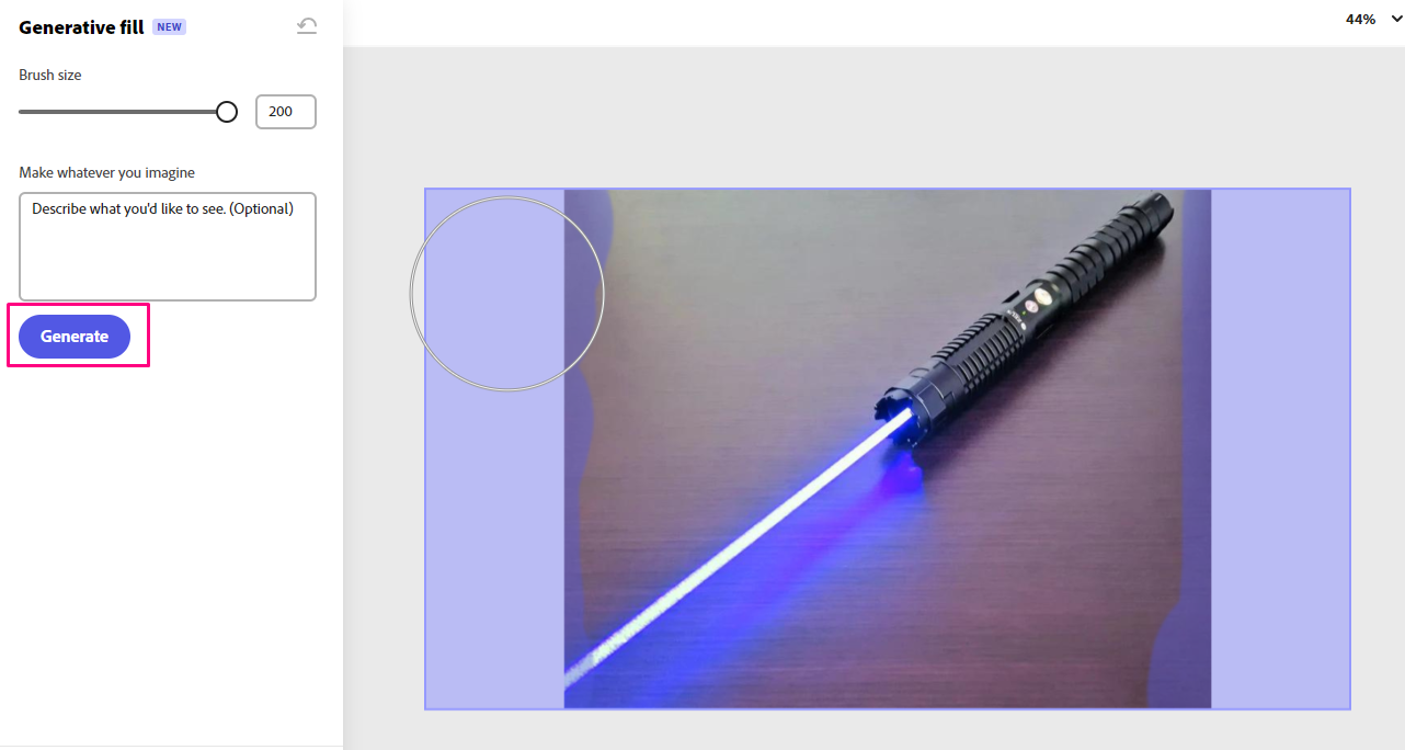 ইমেজটির উভয় পাশে মাউস দিয়ে মার্ক করার পর এখানে থাকা Generate বাটনে ক্লিক