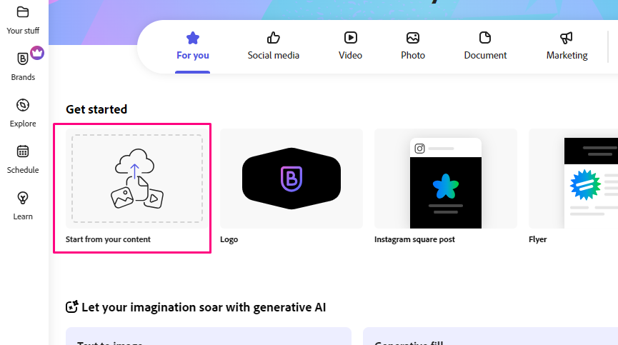 Adobe express এ ইমেইজ আপলোড