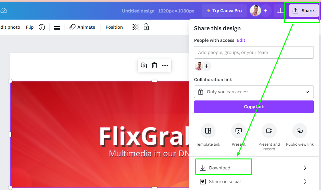 ক্যানভা থেকে ইমেইজ ডাউনলোড