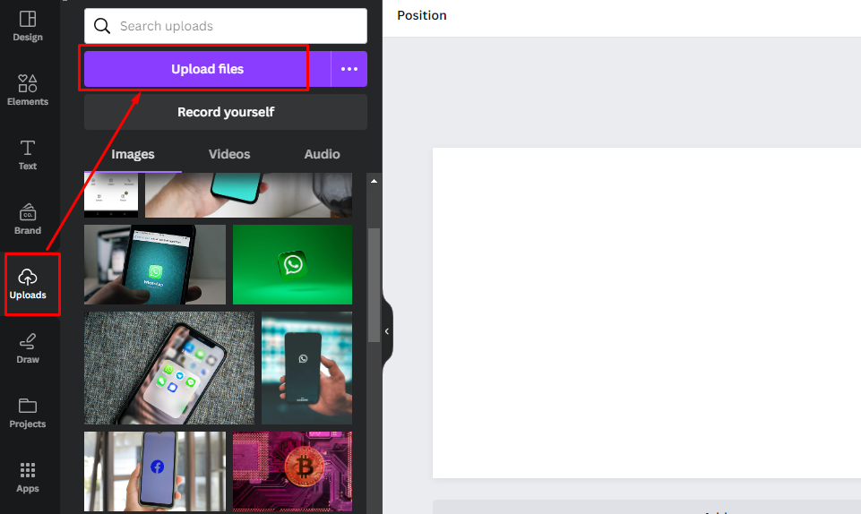 ক্যানভা Upload flies