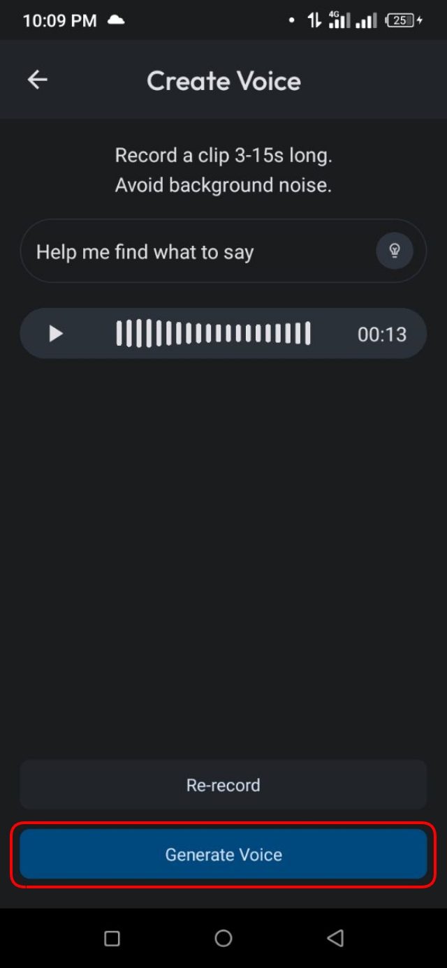 Generate Voice বাটনে ট্যাপ