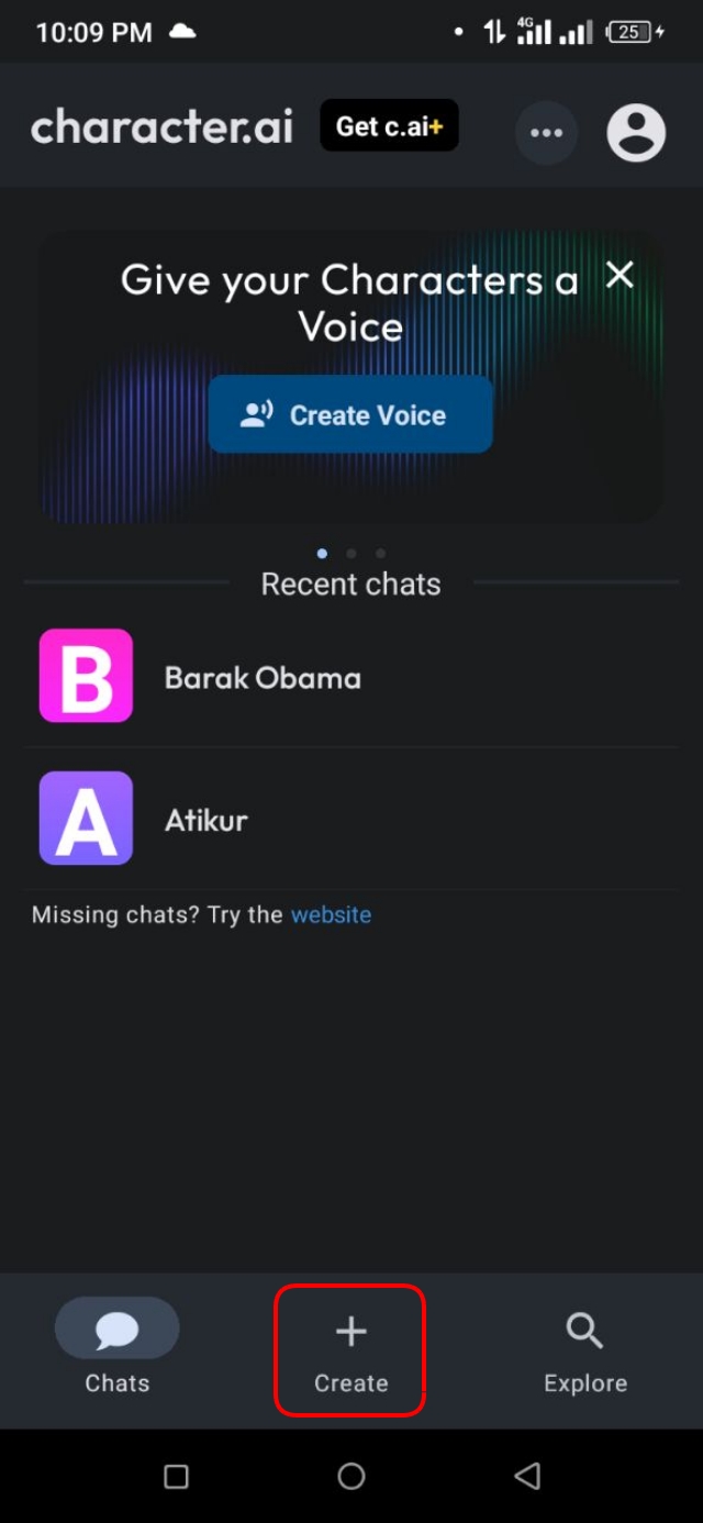 Create অপশনে ক্লিক