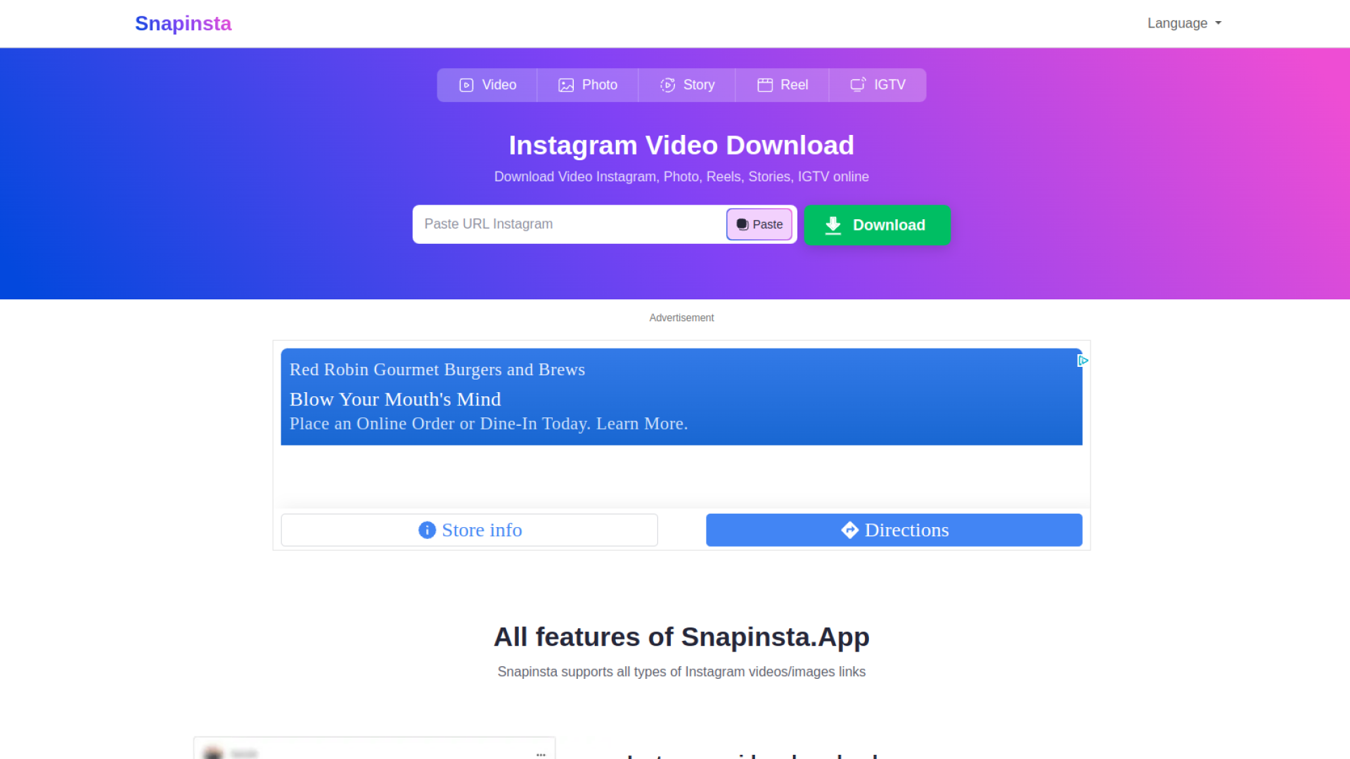 Snapinsta - ইনস্টাগ্রাম ভিডিও এবং ছবি ডাউনলোড করার সহজ উপায়