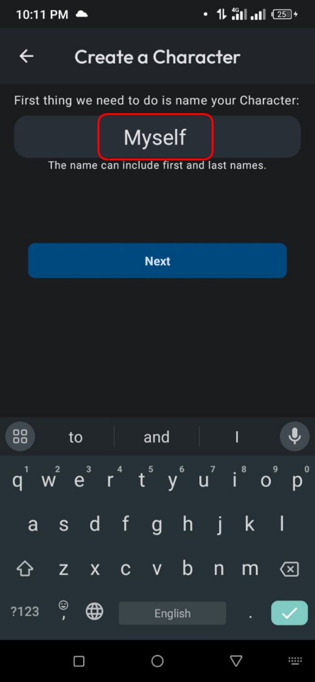 Character এর নাম