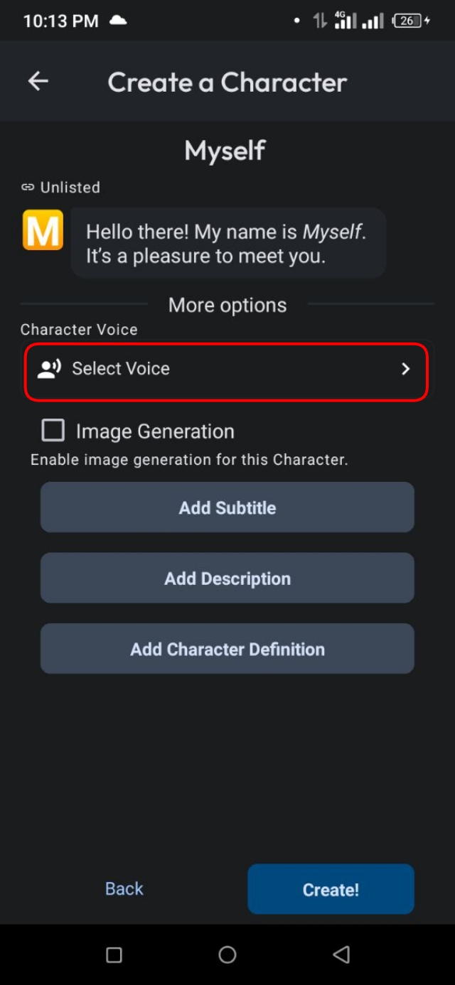 Select Voice অপশন