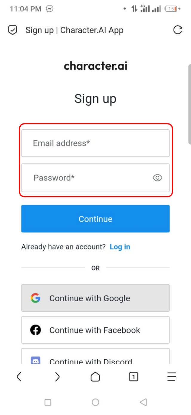 জিমেইল অথবা ইমেইল দিয়ে সাইন আপ