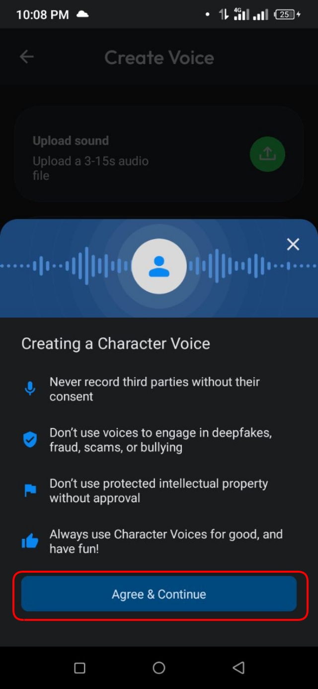 Agree & Continue বাটনে ক্লিক