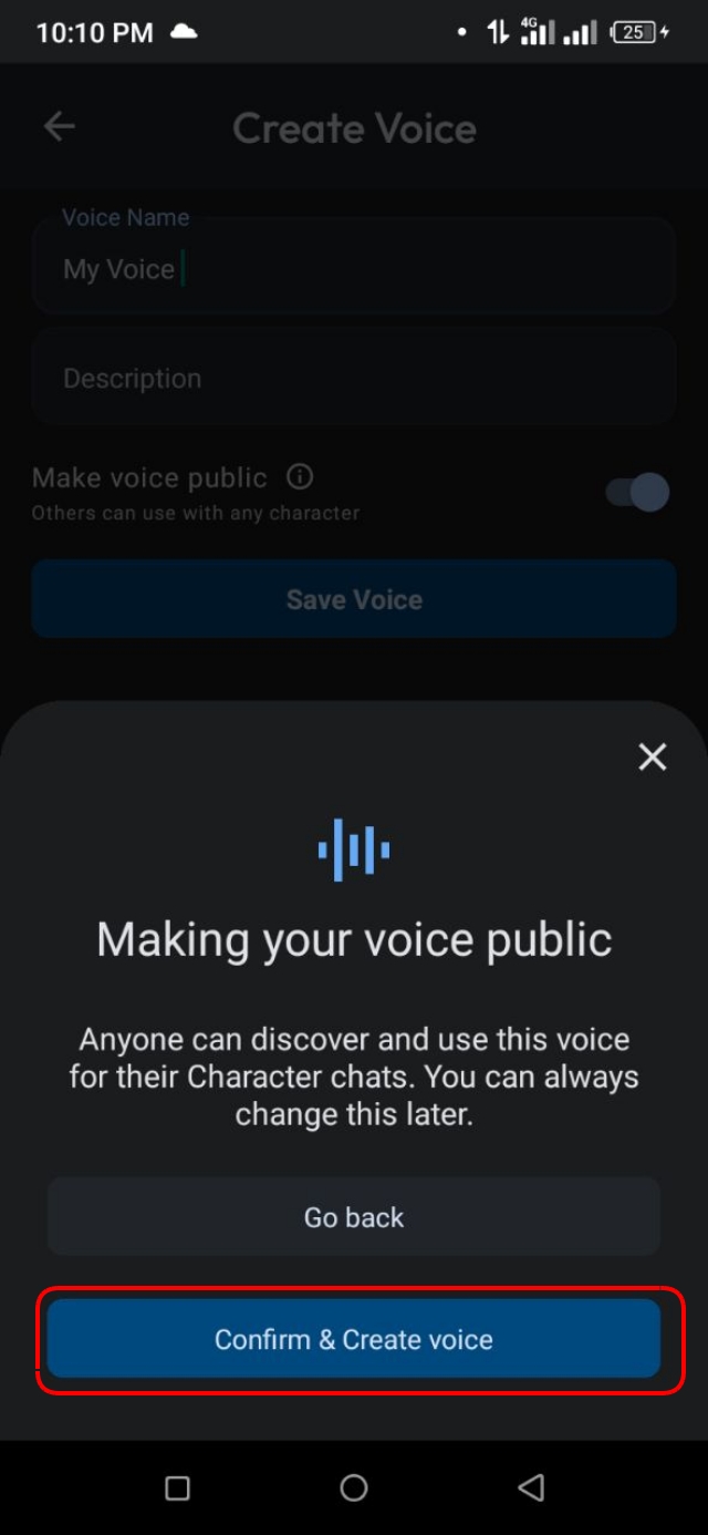 Confirm & Create voice